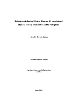 Lifestyle Diseases: Group Diet and Physical Activity Intervention in the Workplace