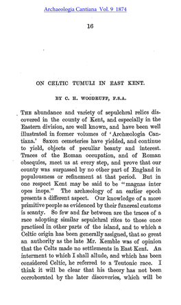 On Celtic Tumuli in East Kent