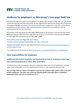 Guidance for Employers on Minnesota's New Wage Theft