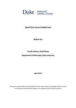 Equal Care Versus Graded Love Botian