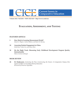 Evaluation, Assessment, and Testing Current Issues in Comparative