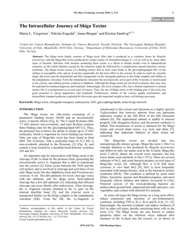 The Intracellular Journey of Shiga Toxins Maria L