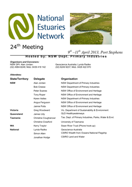 24Th Meeting 9Th –11Th April 2013, Port Stephens Hosted By: NSW Dept