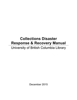 Collections Disaster Response & Recovery Manual