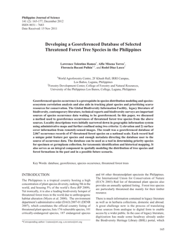 Developing a Georeferenced Database of Selected Threatened Forest Tree Species in the Philippines