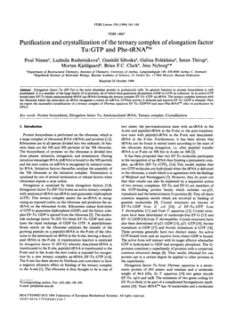 Purification and Crystallization of the Ternary Complex of Elongation Factor Tu: GTP and Phe-Trnaphe