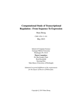 Computational Study of Transcriptional Regulation - from Sequence to Expression