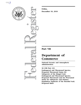 Department of Commerce National Oceanic and Atmospheric Administration