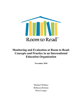 Monitoring and Evaluation at Room to Read: Concepts and Practice in an International Education Organization