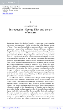 Introduction: George Eliot and the Art of Realism