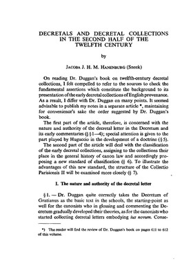 Decretals and Decretal Collections in the Second Half of the Twelfth Century