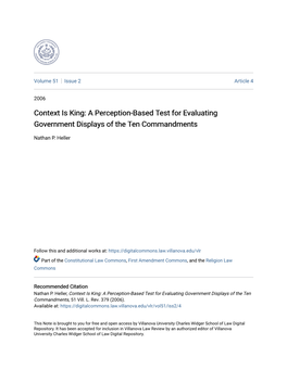 Context Is King: a Perception-Based Test for Evaluating Government Displays of the Ten Commandments
