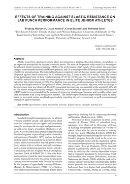 Effects of Training Against Elastic Resistance on Jab Punch Performance in Elite Junior Athletes