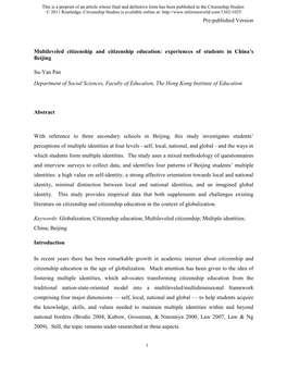 How Students Perceive and Construct Multiple Identities