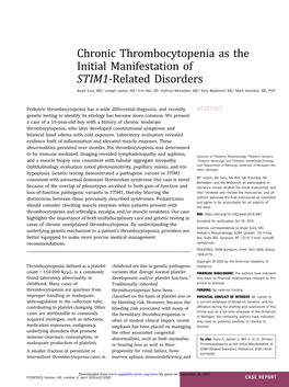 Chronic Thrombocytopenia As the Initial Manifestation of STIM1