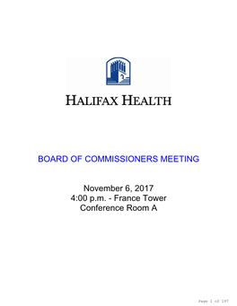 BOARD of COMMISSIONERS MEETING November 6, 2017 4:00