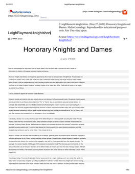 Honorary Knights and Dames