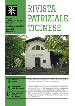 Rivista Patriziale Ticinese Organo Dell’ALPA, Alleanza Patriziale Ticinese