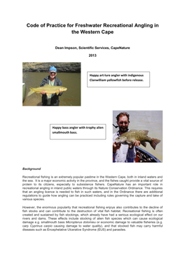 Code of Practice for Freshwater Recreational Angling in the Western Cape