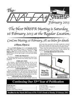 February 2013 NASFA Shuttle