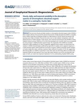 Hourly, Daily, and Seasonal Variability in the Absorption Spectra of CDOM Is Available