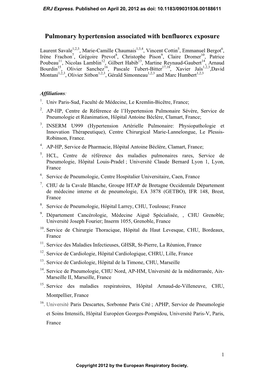 Pulmonary Hypertension Associated with Benfluorex Exposure