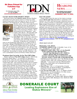 DONERAILE COURT Leading Sophomore Sire of John G