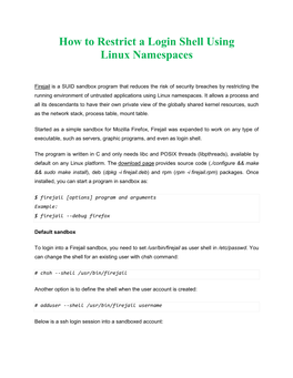 How to Restrict a Login Shell Using Linux Namespaces