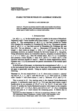 Stable Vector Bundles on Algebraic Surfaces