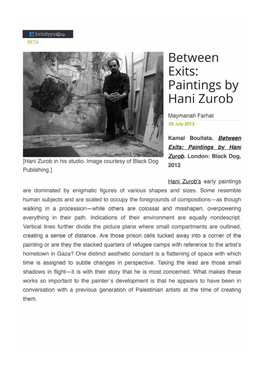 Between Exits: Paintings by Hani Zurob