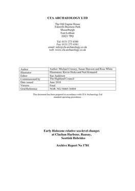 CFA ARCHAEOLOGY LTD Early Holocene Relative Sea-Level