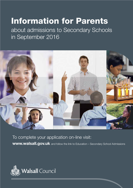 Information for Parents About Admissions to Secondary Schools in September 2016