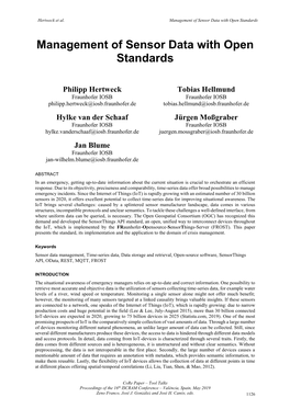 Management of Sensor Data with Open Standards