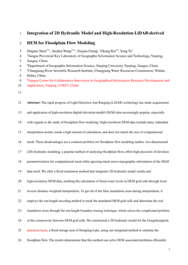 Integration of 2D Hydraulic Model and High-Resolution Lidar-Derived