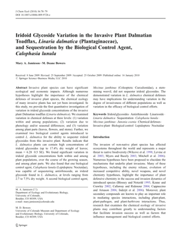 Iridoid Glycoside Variation in the Invasive Plant Dalmatian Toadflax