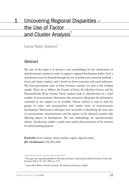 1 Uncovering Regional Disparities – the Use of Factor and Cluster Analysis*