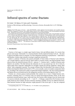 Infrared Spectra of Some Fructans