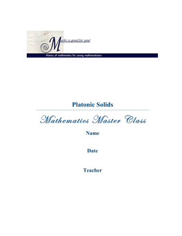 Mathematics Master Class Name