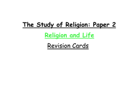 The Study of Religion: Paper 2 Religion and Life Revision Cards Origins of the Universe