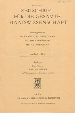 Zeitschrift Für Die Gesamte Staatswissenschaft