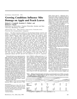 Growing Conditions Influence Mite Damage on Apple and Peach Leaves