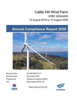 Cattle Hill Wind Farm Annual Compliance Report 2020