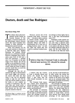 Doctors, Death and Sue Rodriguez