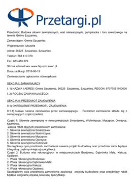 Budowa Siłowni Zewnętrznych, Wiat Rekreacyjnych, Pumptracka I Toru Rowerowego Na Terenie Gminy Szczaniec