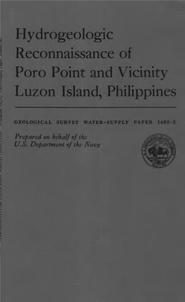 Hydrogeologic Reconnaissance of Poro Point and Vicinity Luzon Island, Philippines