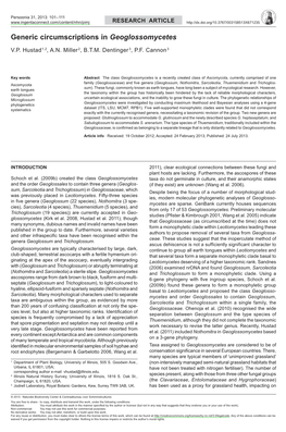 Generic Circumscriptions in Geoglossomycetes