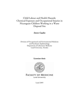 Child Labour and Health Hazards: Chemical Exposure and Occupational Injuries in Nicaraguan Children Working in a Waste Disposal Site