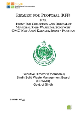 (Rfp) for Front End Collection and Disposal of Municipal Solid Waste for Zone West (Dmc West Area) Karachi, Sindh - Pakistan