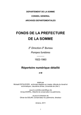 Fonds De La Prefecture De La Somme