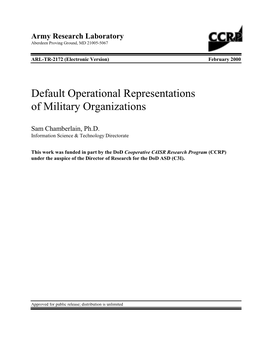Default Operational Representations of Military Organizations